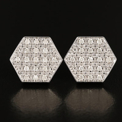 Sterling Diamond Stud Earrings