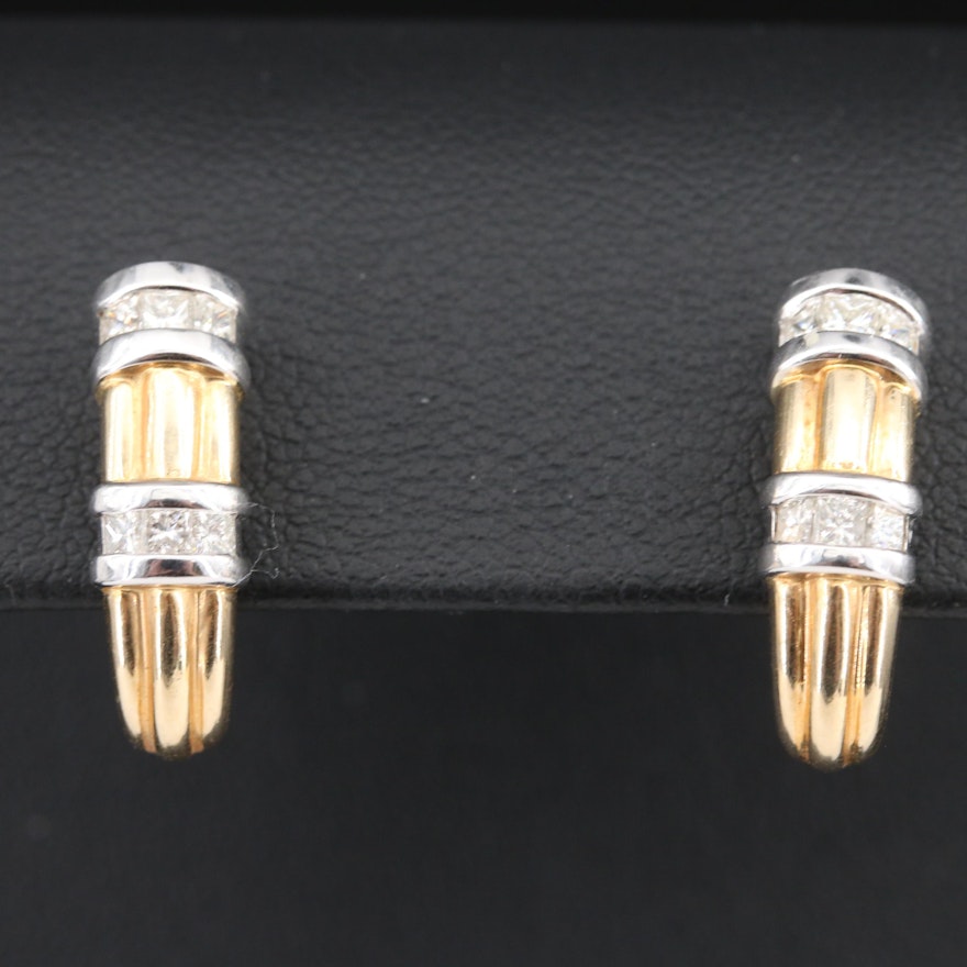 14K 0.54 CTW Diamond J Hoop Earrings