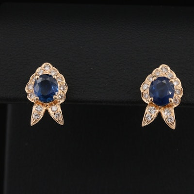 18K Sapphire and Diamond Earrings