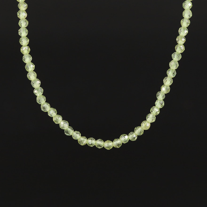 Peridot Beaded Necklace with 14K Clasp