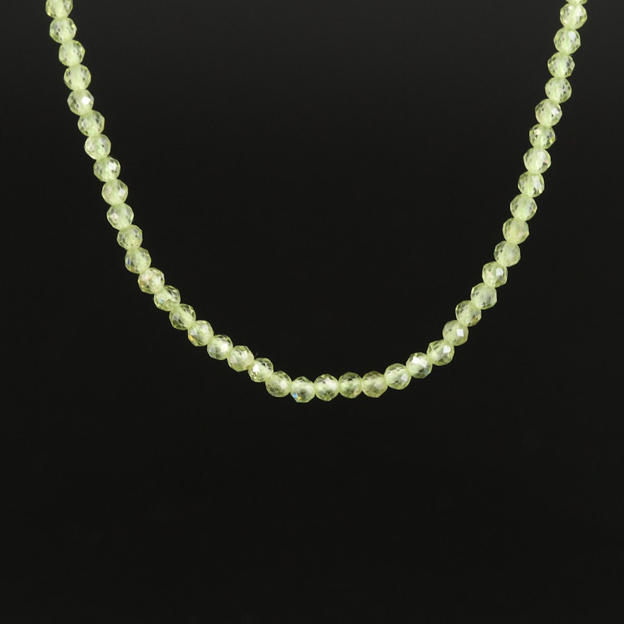 Peridot Beaded Necklace with 18K Clasp