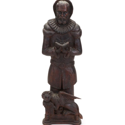 Ecclesiastical Carved Wood Figural Sculpture "Doce vediere"