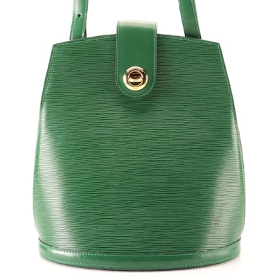 Louis Vuitton Cluny Shoulder Bag in Borneo Green Epi and Smooth Leather