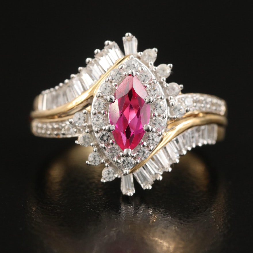Sterling Ruby and Sapphire Bypass Ring