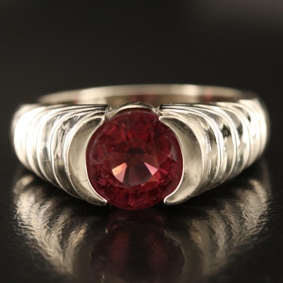 14K Tourmaline Ring with Fluted Shoulders