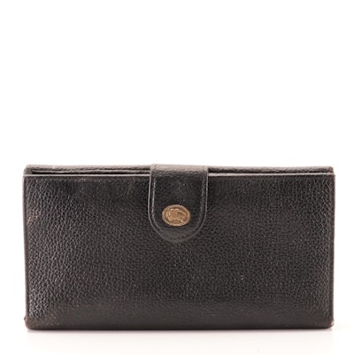 Burberrys Long Wallet in Black Grained Leather