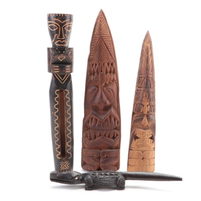Bora Bora Carved Wood Slit Drum, Oceanic Figurines and More