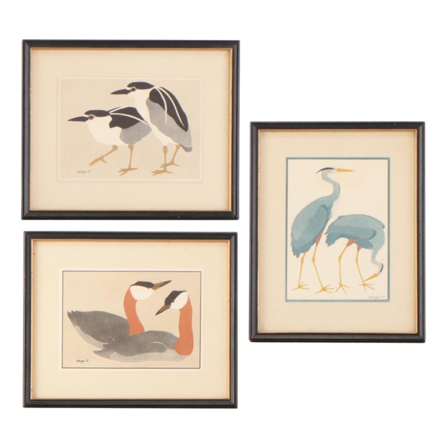 Lithographic Prints of Birds After W. Morgan, Circa 1980