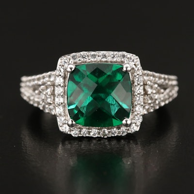 Sterling Emerald and Topaz Ring