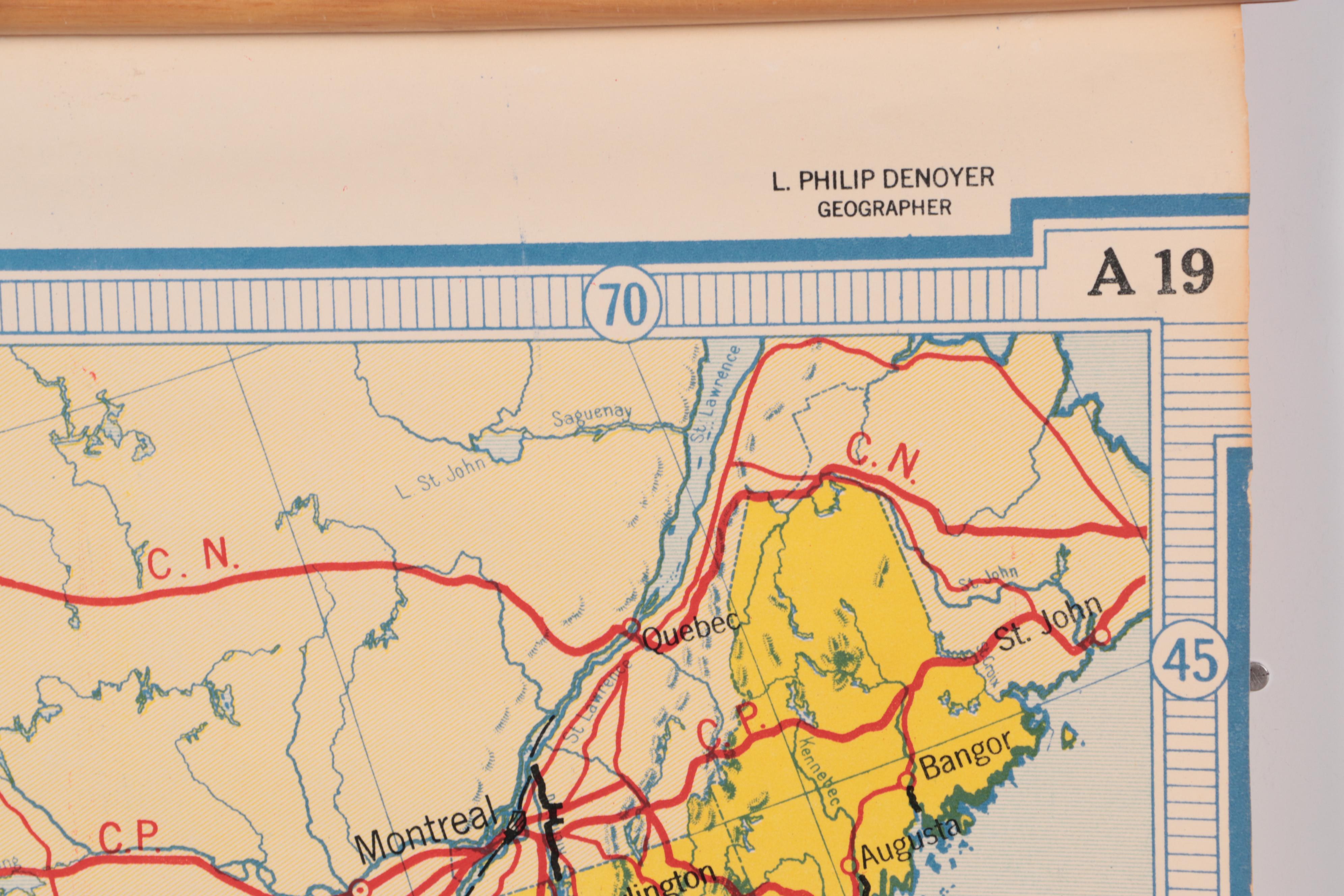 Denoyer-Geppert School Map Of United States "Lines Of Transportation ...