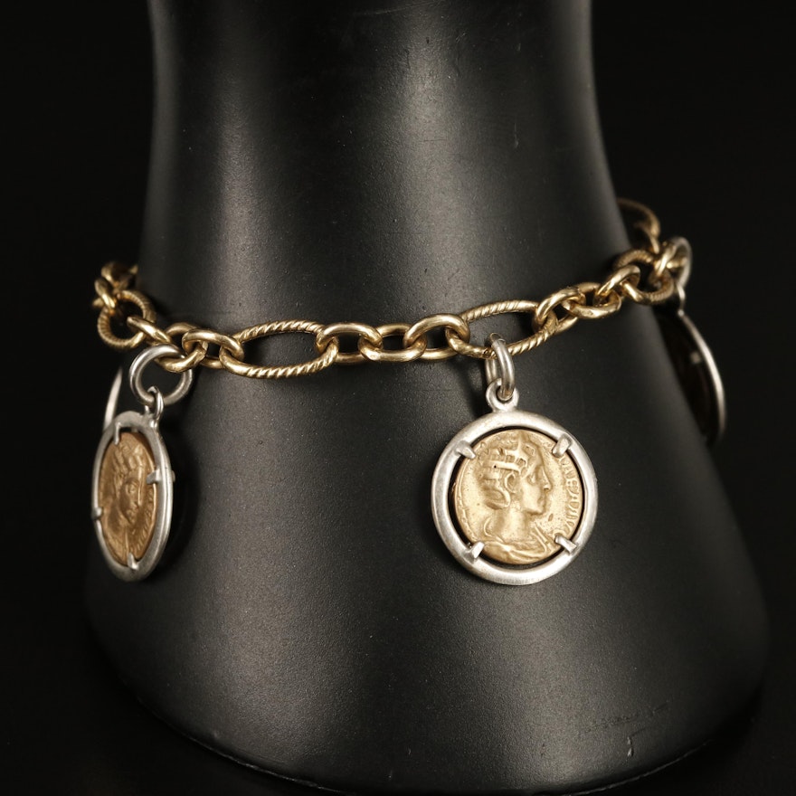 Italian Coin Bracelet with Reproduction Ancient Roman Coins