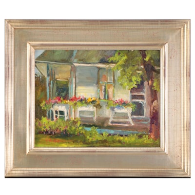 Nancy Nordloh Neville Oil Painting "Bay View Cottage," 21st Century