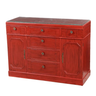 Robert W. Irwin Co. Federal Style Red-Painted Sideboard, Mid-20th Century