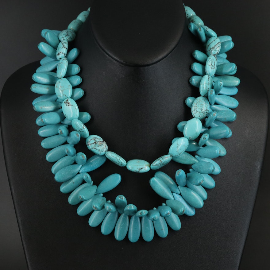Sterling Faux Turquoise Necklace