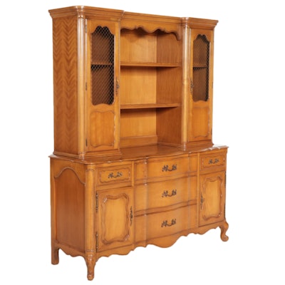 French Provincial Style Maple Two-Piece Buffet, Late 20th Century
