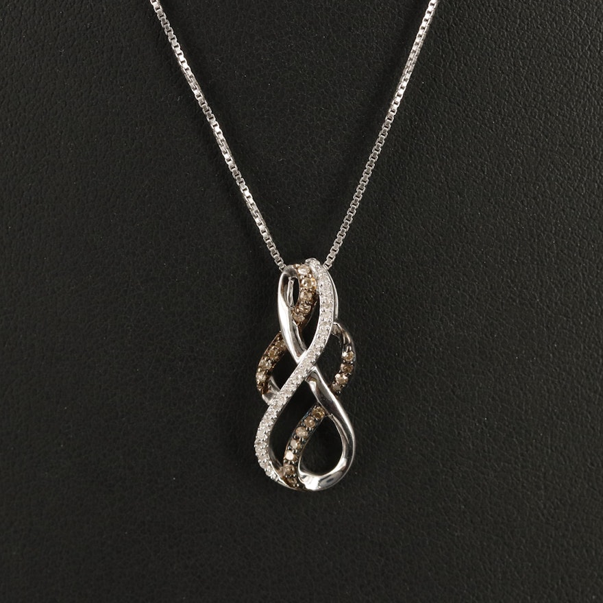 Sterling Diamond Crossover Pendant Necklace