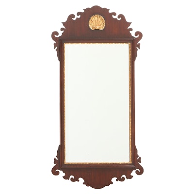 Chippendale Style Mahogany Mirror with Gilt Shell Decoration and Trim