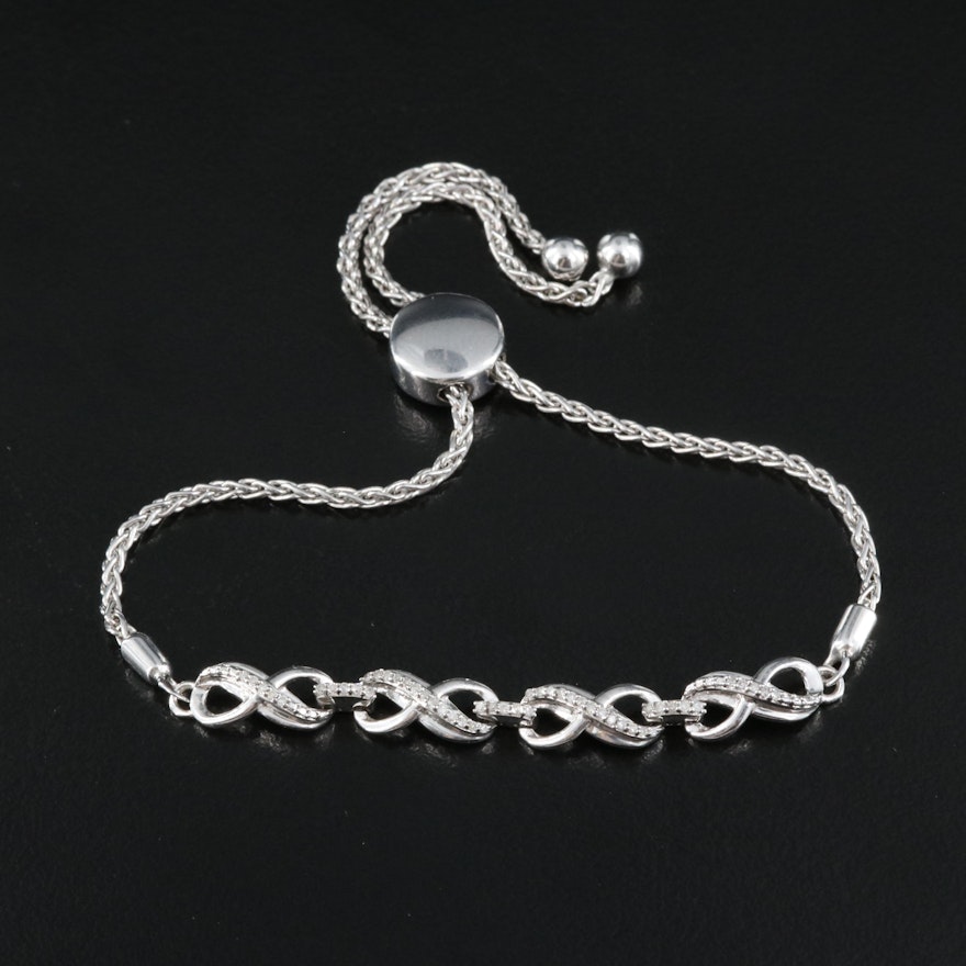 Sterling Diamond Infinity Link Bracelet