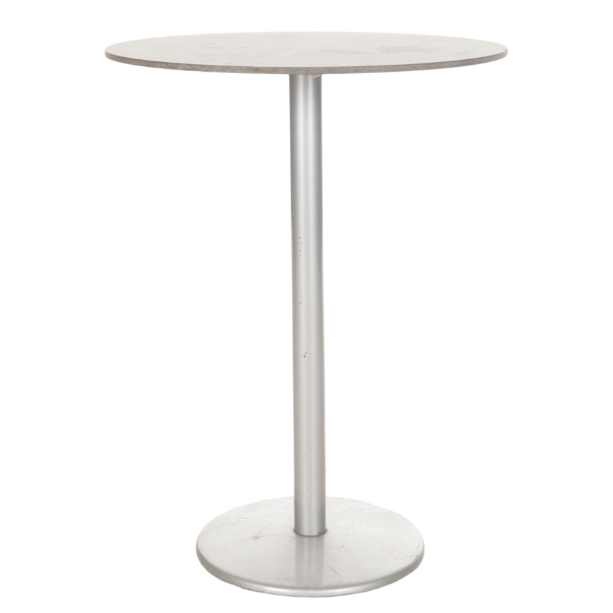 Modernist Style Metal Pedestal Bistro Table with Laminate Top
