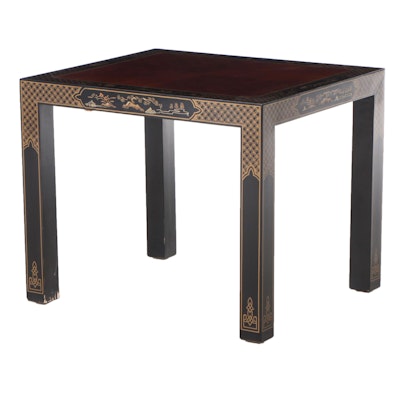 Drexel "Et Cetera" Chinoiserie-Decorated Cherrywood Side Table