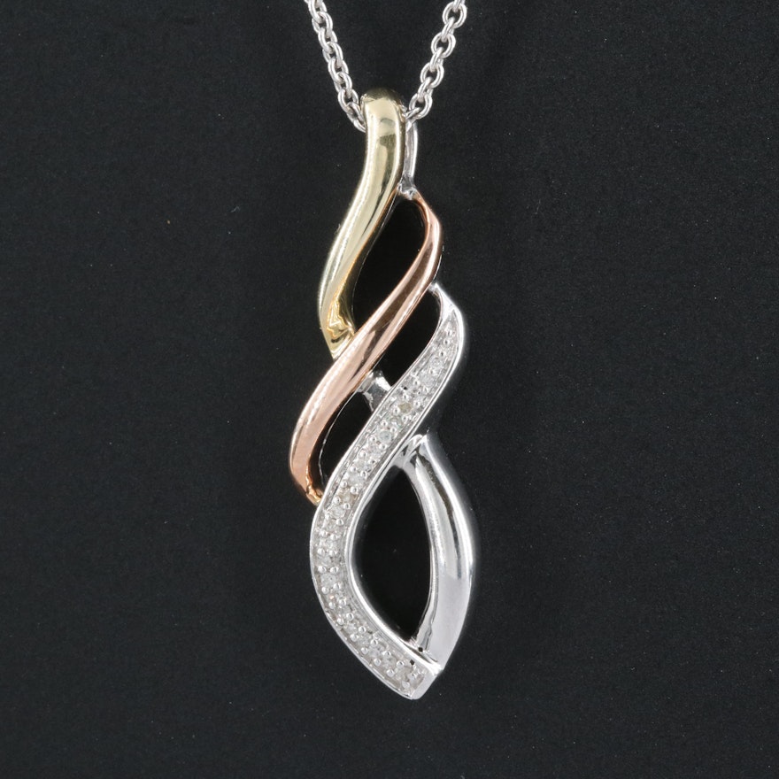 Sterling Diamond Slide Pendant Necklace