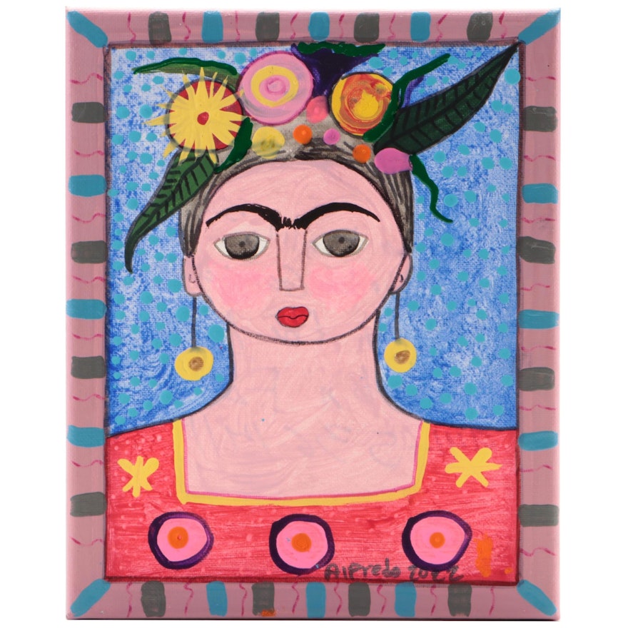 Alfredo Garcia Acrylic Painting "Frida Kahlo," 2022