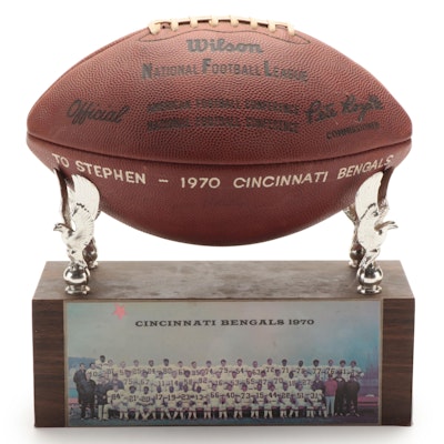 1970 Cincinnati Bengals Team Signed Football With Stand, Team Photo