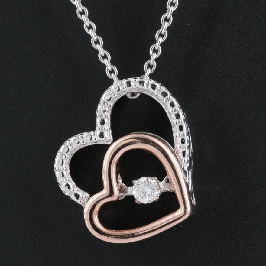 Sterling Diamond Trembler Pendant Necklace