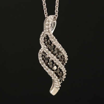 Sterling Diamond Swirl Pendant Necklace