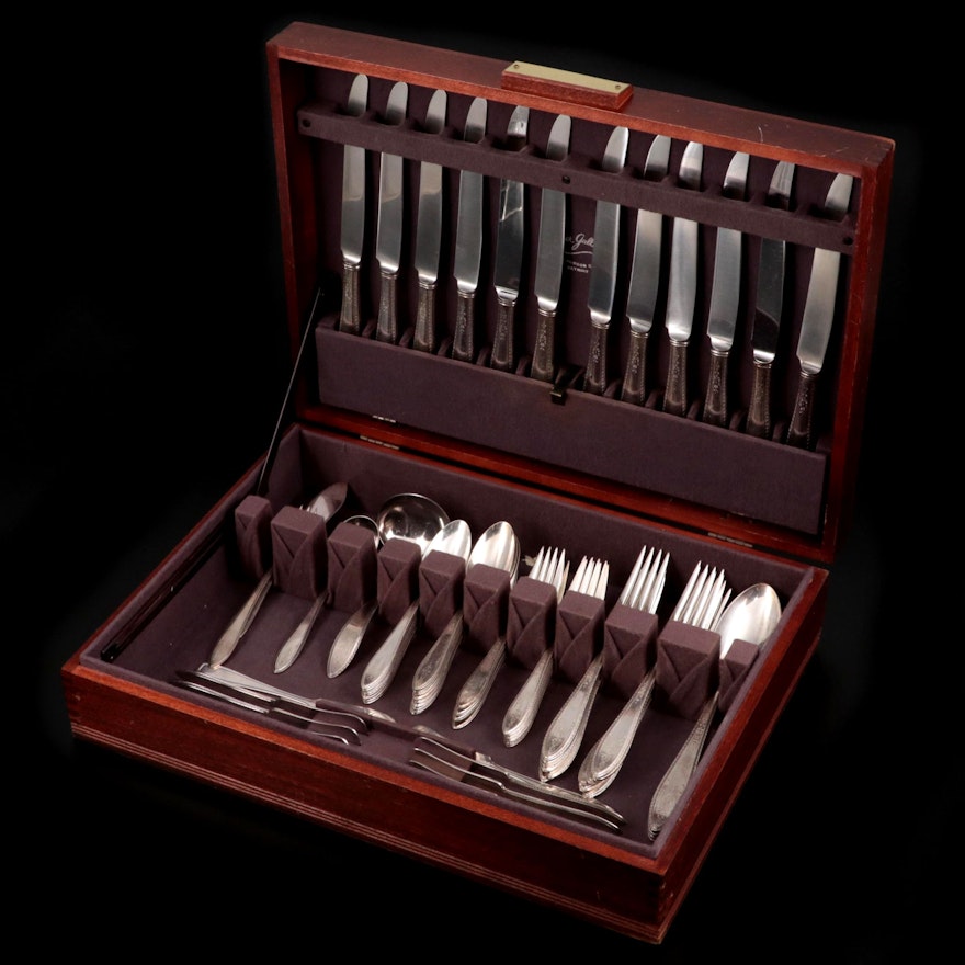 Rogers Bros "Argosy" Silver Plate Flatware Set with Presentation Chest