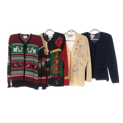 Susan Bristol and Alexandra Bartlett Embellished and Mohair Cardigan Sweaters