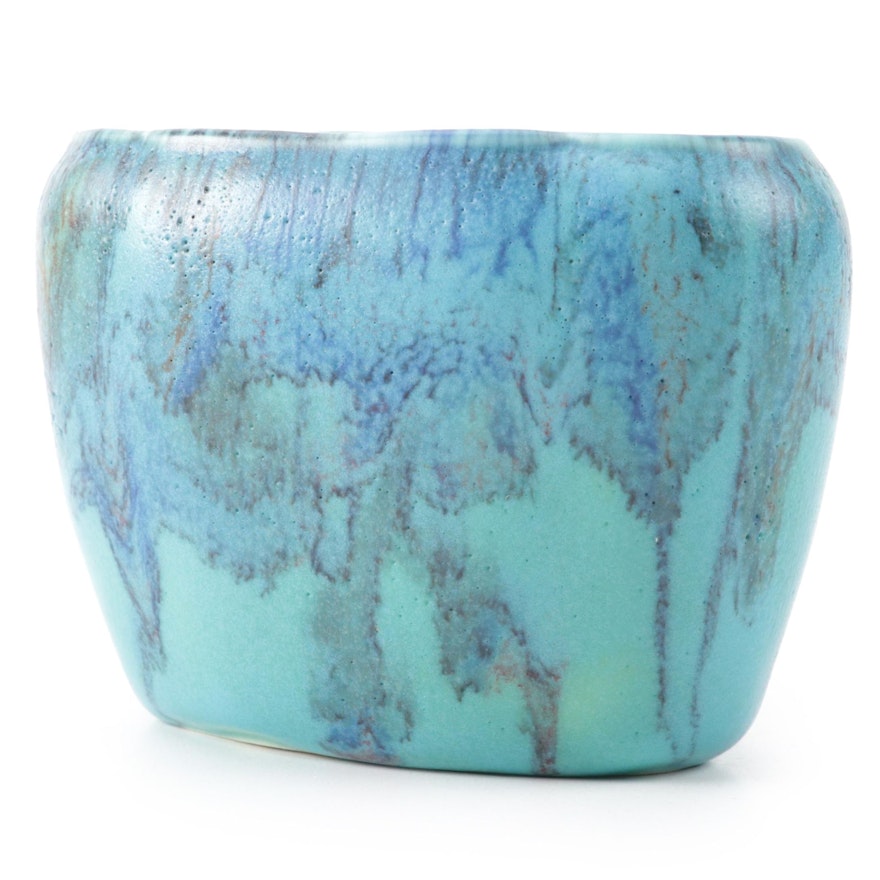 Louise Abel for Rookwood Pottery Drip Matte Glazed Short Earthenware Vase, 1930