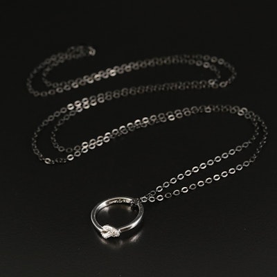 Sterling Diamond Knot Ring on Stainless Steel Chain
