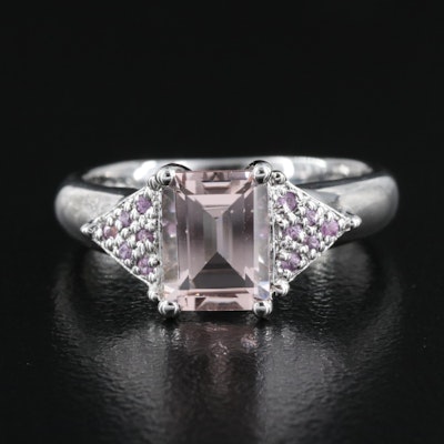 Sterling Morganite and Sapphire Ring