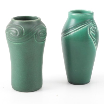 Rookwood Pottery Matte Green Glaze Vases, 1903–1905