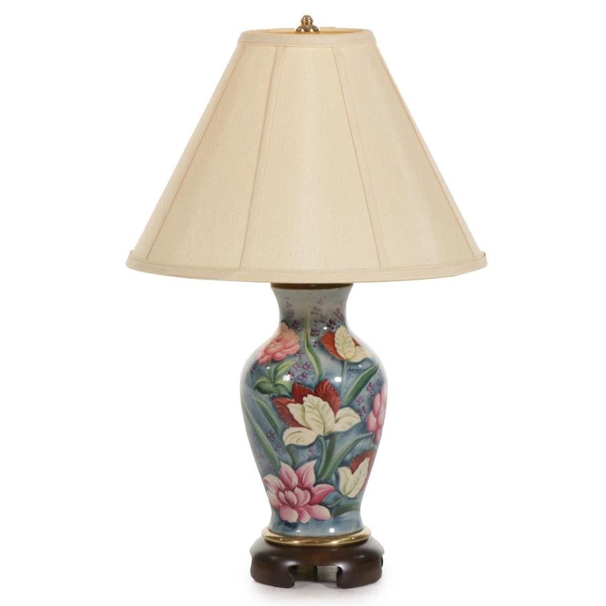 Frederick Cooper Floral Decorated Ceramic Table Lamp, Late 20th C
