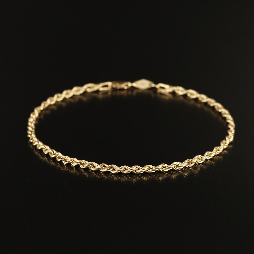 14K Rope Chain Bracelet