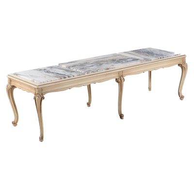 French Provincial Painted Coffee Table with Marble, 1960s