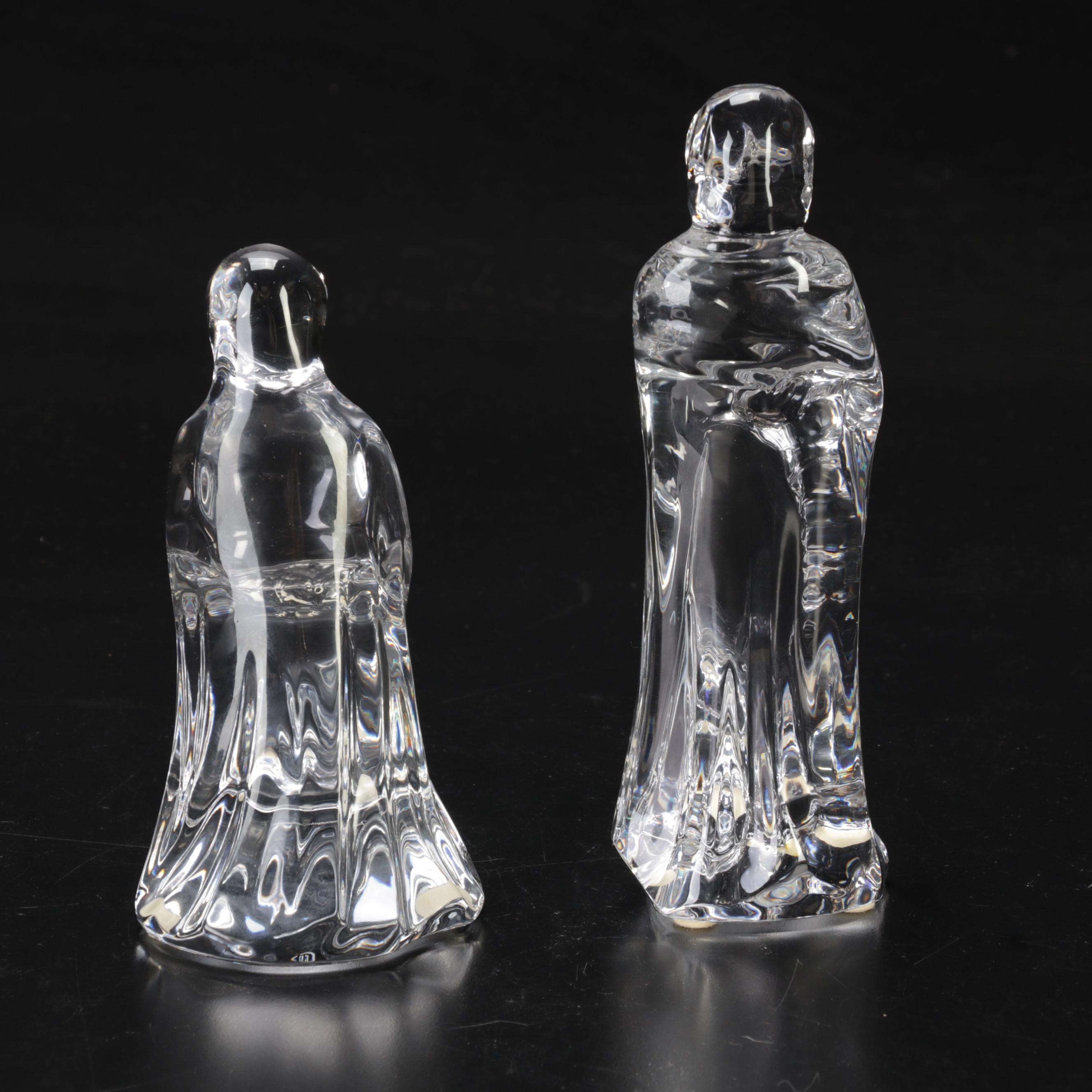 Baccarat "Mary" and "Joseph" Crystal Nativity Figurines EBTH