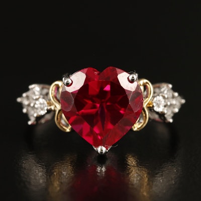 Sterling Ruby and Cubic Zirconia Heart Ring