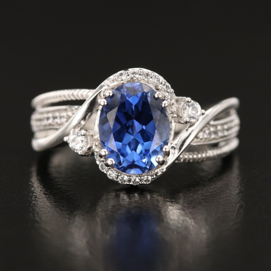 Sterling Sapphire Oval Ring