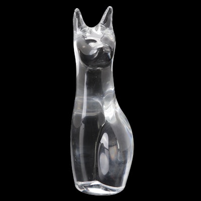 Daum Crystal Sitting Cat Figurine
