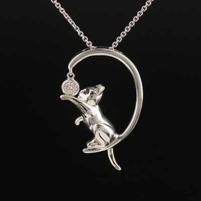 Sterling Diamond Cat Necklace