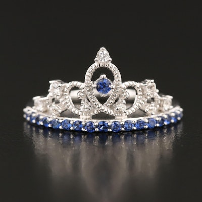 Sterling Blue and White Sapphire Tiara Ring