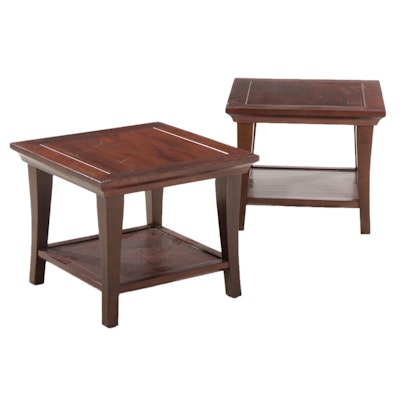 Pair of Contemporary Mahogany-Stained End Tables