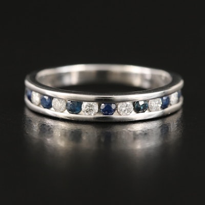 Sterling Diamond and Sapphire Channel Band