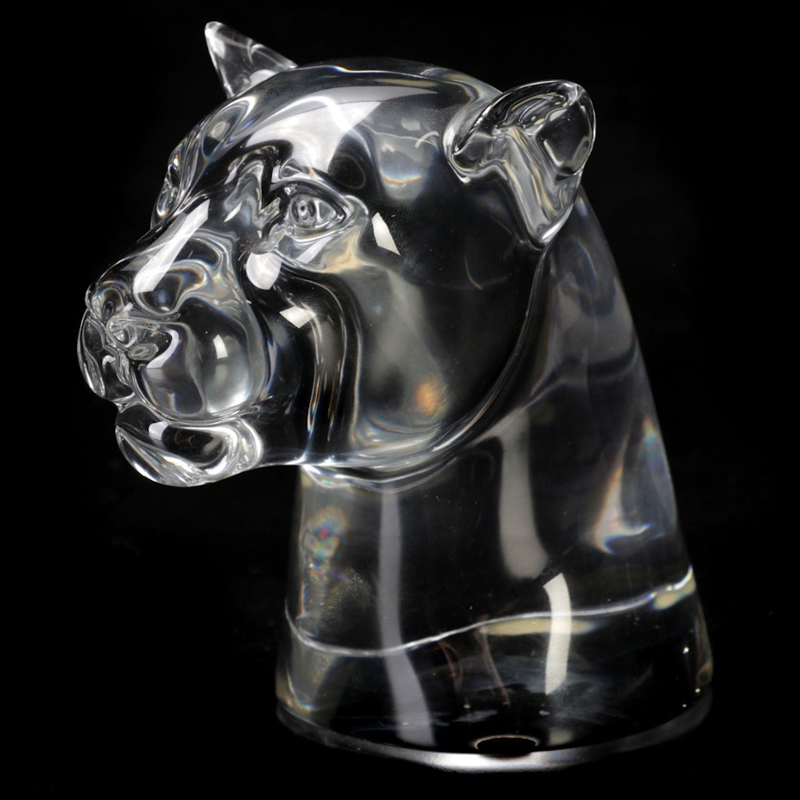Baccarat Panther Head Crystal Figurine
