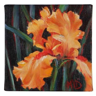 Mary Van Deman Oil Painting "Golden Iris," 2015