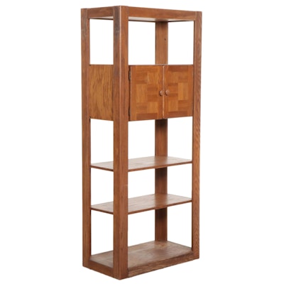 Lou Hodges Style Modernist Teak Bookcase With Cabinet