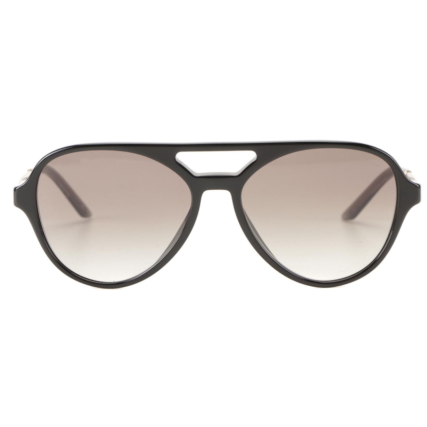 Prada SPR13W Glossy Black Pilot Sunglasses with Case and Box